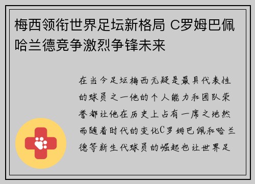梅西领衔世界足坛新格局 C罗姆巴佩哈兰德竞争激烈争锋未来